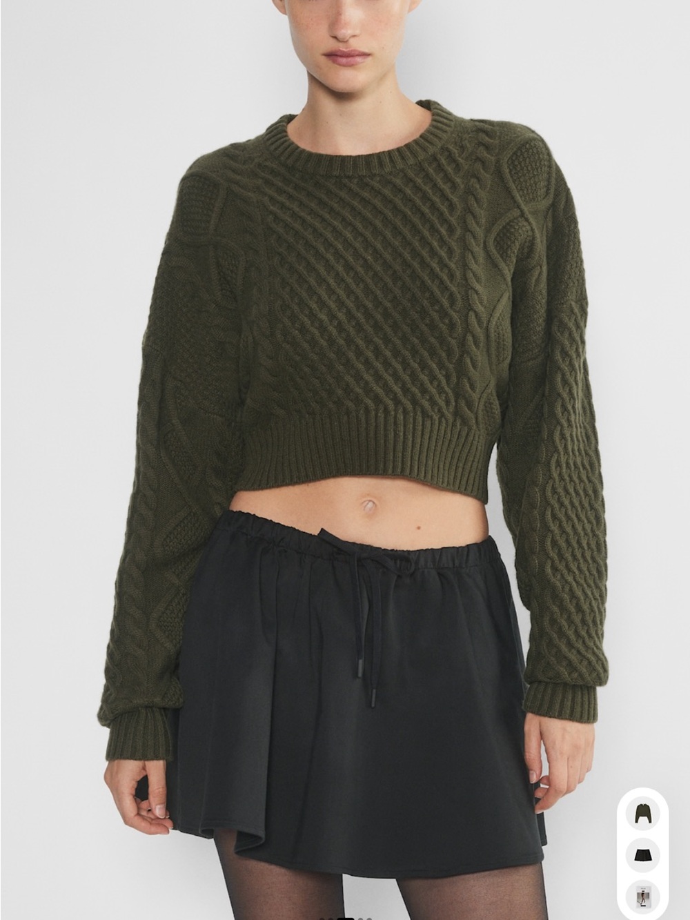 Peggy Cropped Sweater - Dark Olive